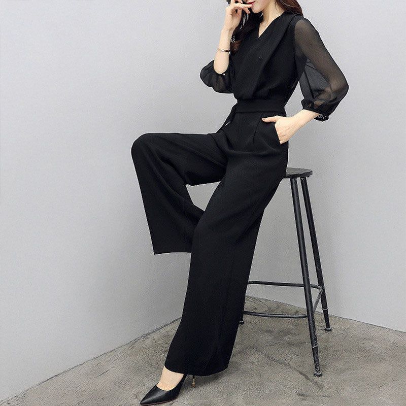 フォーマルカジュアル 謝恩会対応 美形シルエット オールインワン ワイドパンツドレス