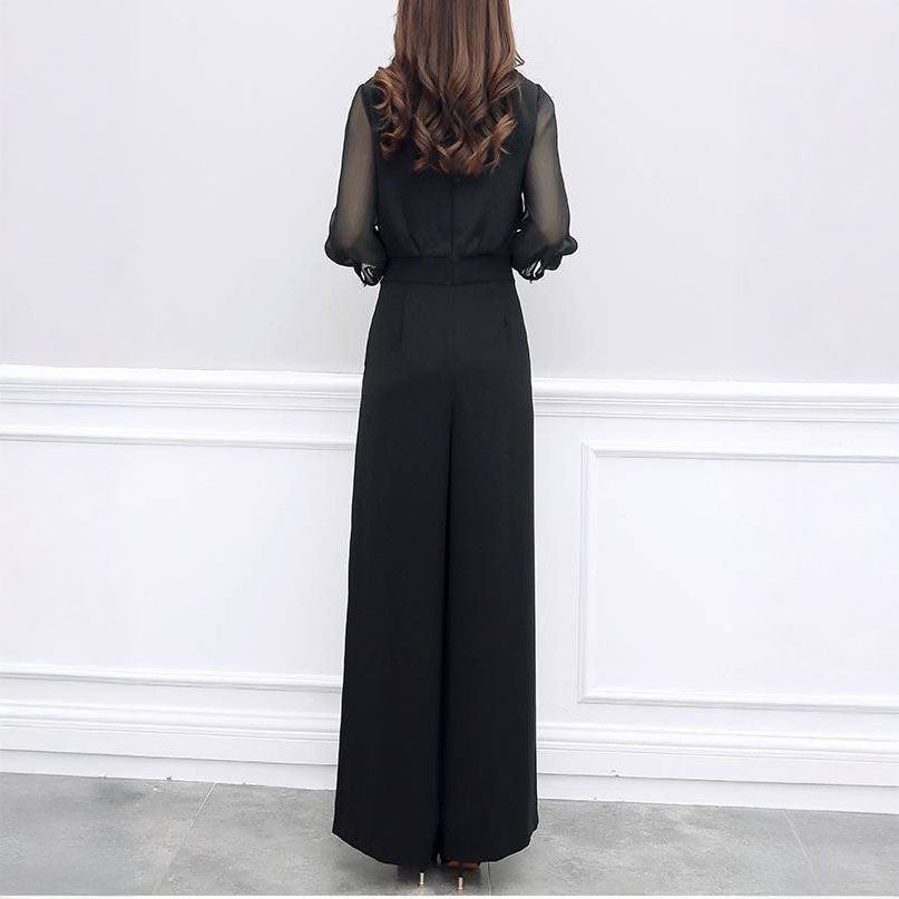 フォーマルカジュアル 謝恩会対応 美形シルエット オールインワン ワイドパンツドレス