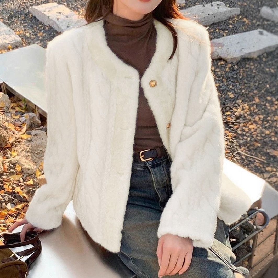 フォーマルカジュアル 参観日用ふわふわファージャケット金ボタン