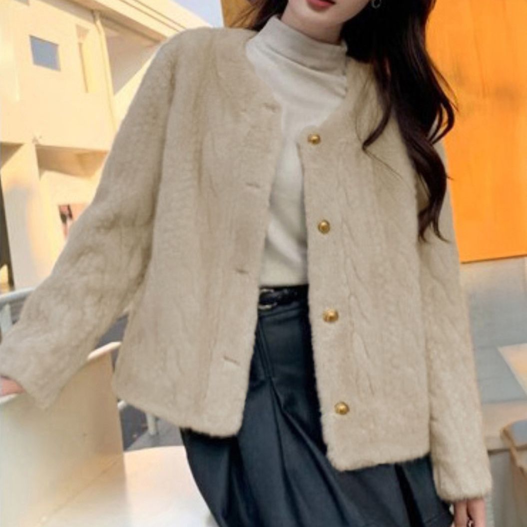 フォーマルカジュアル 参観日用ふわふわファージャケット金ボタン