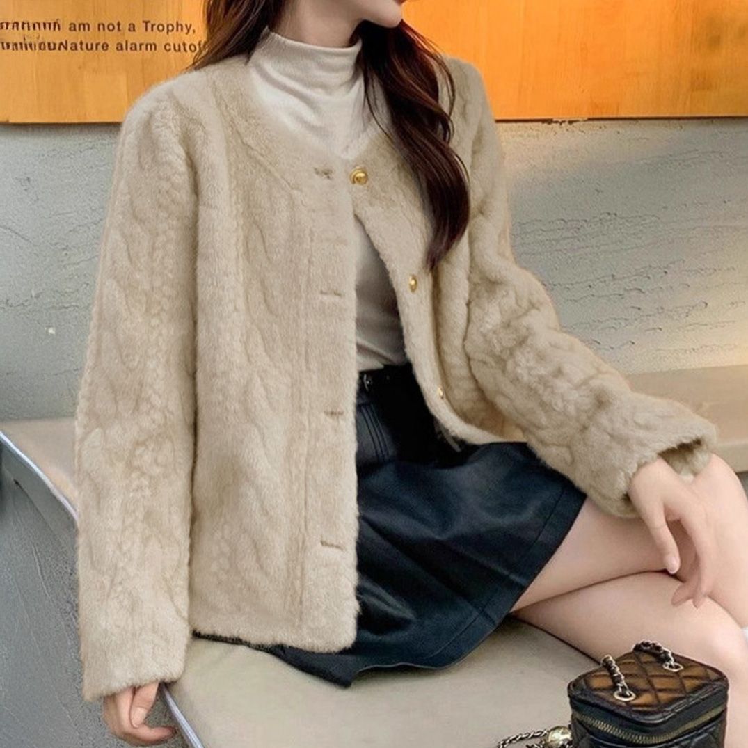 フォーマルカジュアル 参観日用ふわふわファージャケット金ボタン