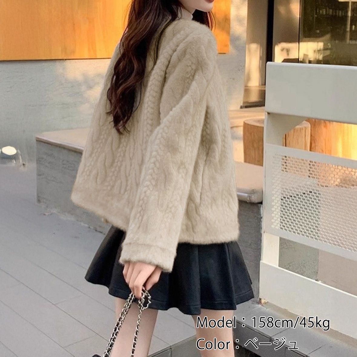 フォーマルカジュアル 参観日用ふわふわファージャケット金ボタン