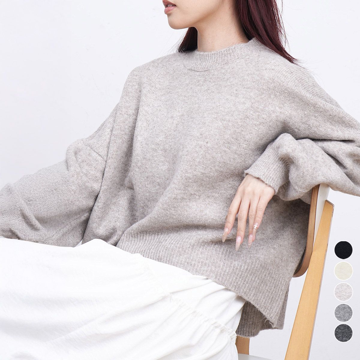 フォーマルカジュアル 参観日対応ゆったりコクーンニット秋冬