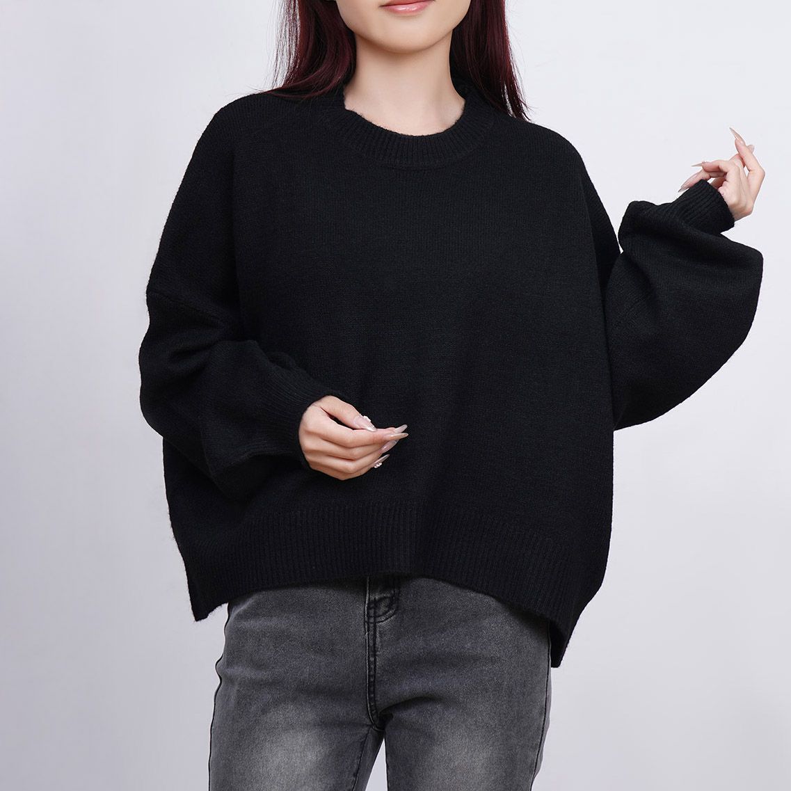 フォーマルカジュアル 参観日対応ゆったりコクーンニット秋冬