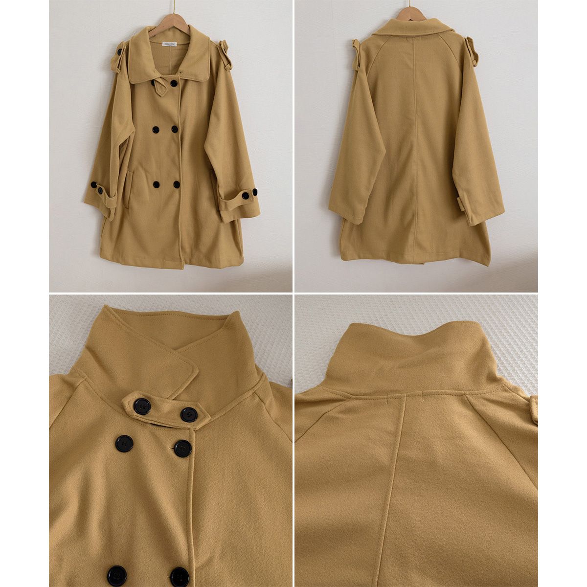 フォーマルカジュアル 通勤用ダブルボタントレンチコート中丈