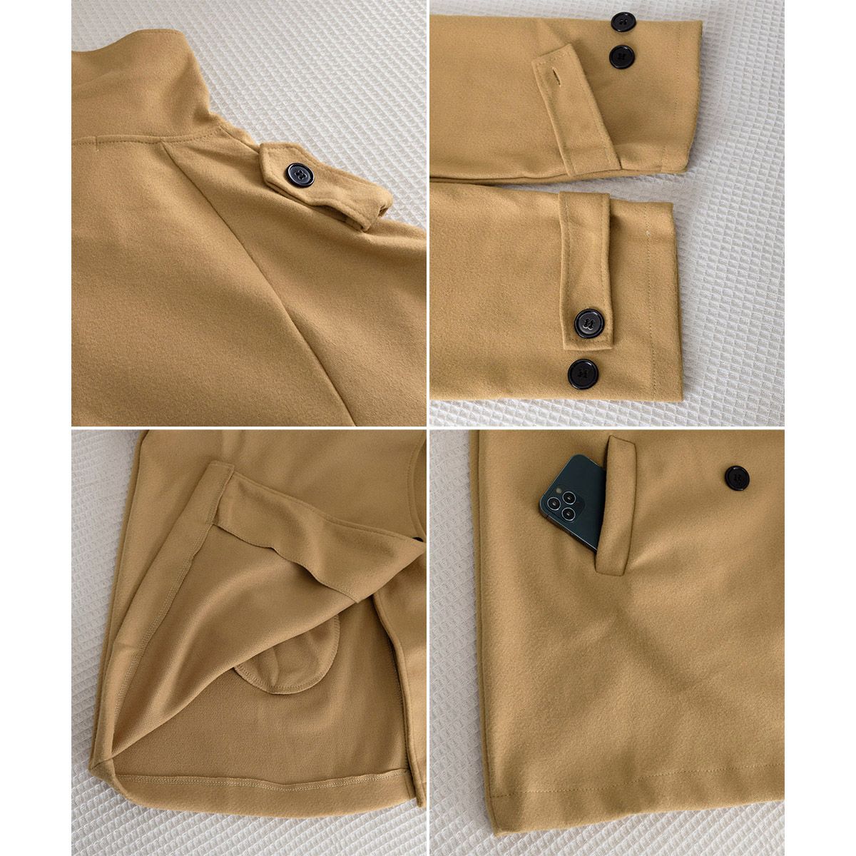 フォーマルカジュアル 通勤用ダブルボタントレンチコート中丈