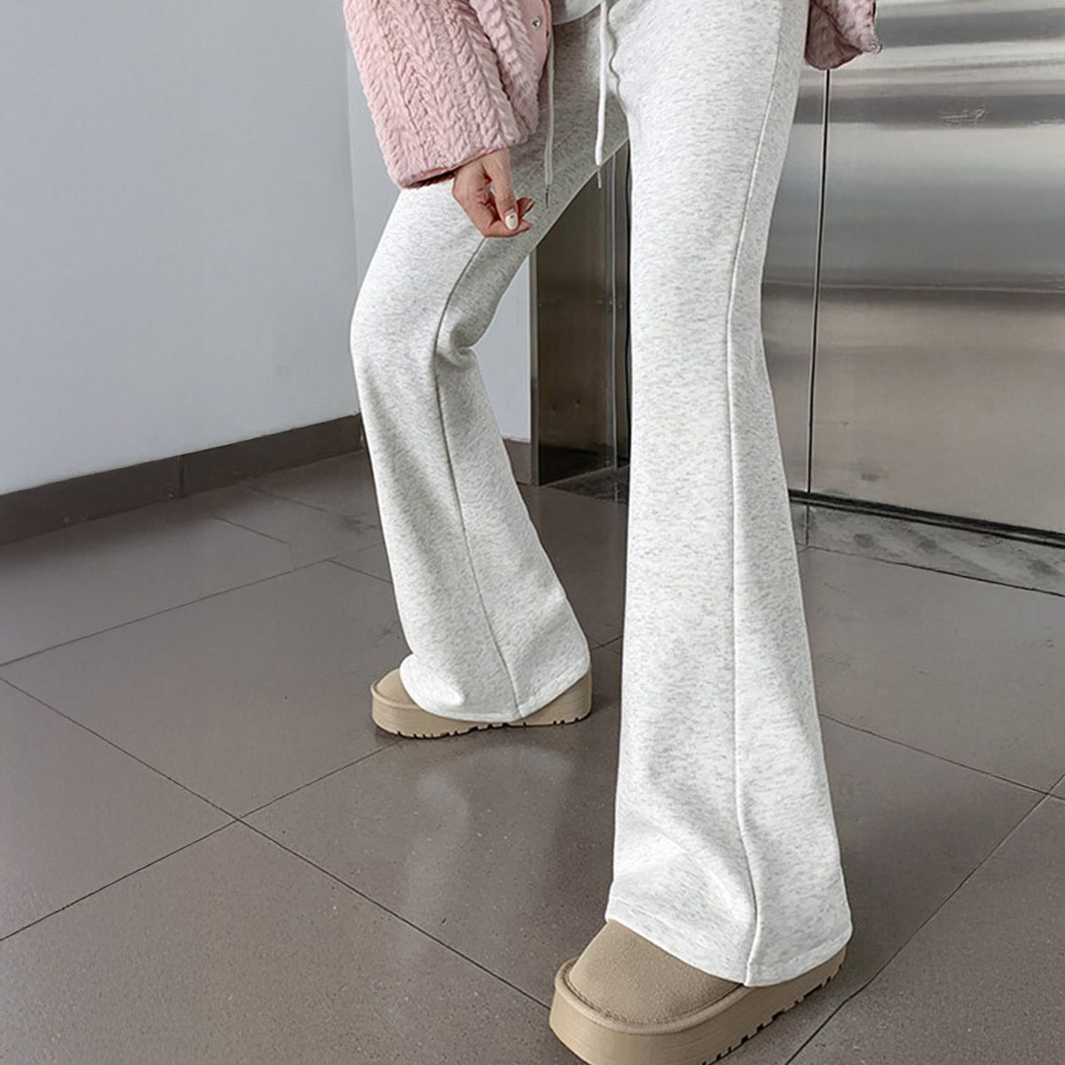 フォーマルカジュアル 参観日対応 裏起毛フレアパンツ 美脚スウェット