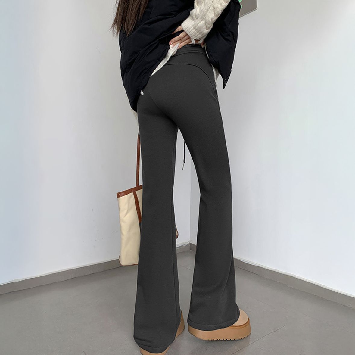 フォーマルカジュアル 参観日対応 裏起毛フレアパンツ 美脚スウェット