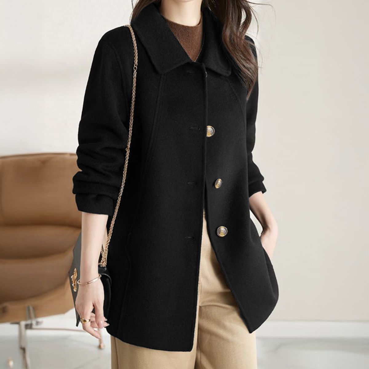 フォーマルカジュアル 通勤用テーラードジャケット 中丈コート 韓国風