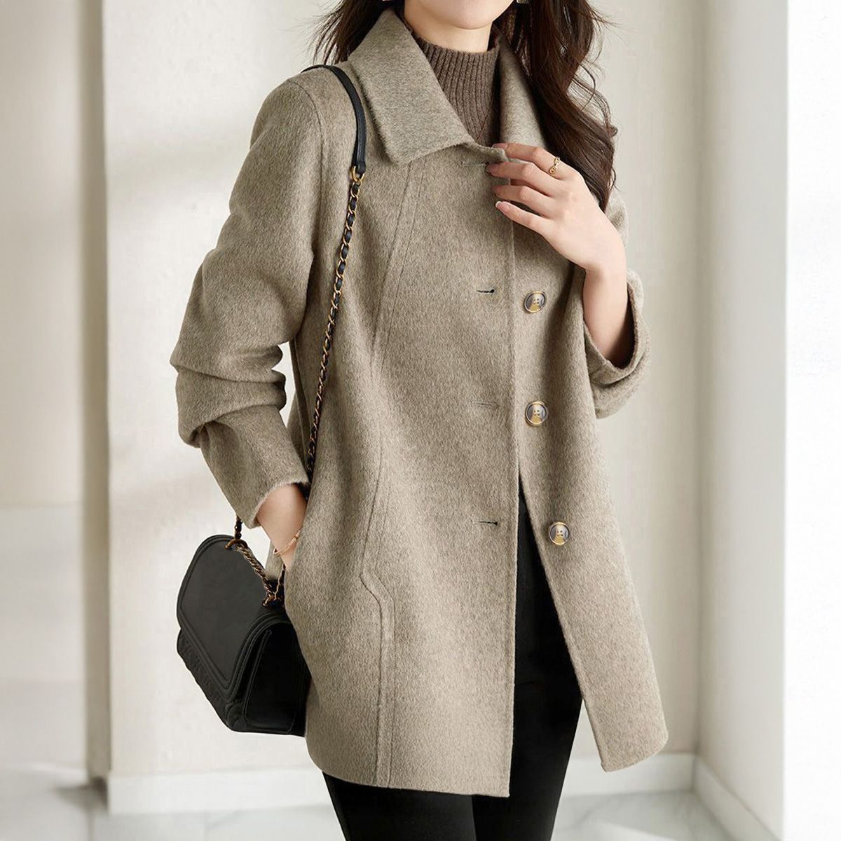 フォーマルカジュアル 通勤用テーラードジャケット 中丈コート 韓国風