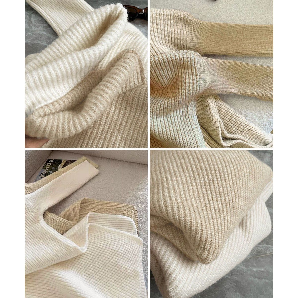 フォーマルカジュアル 参観日対応ハイネック変形ニットセーター