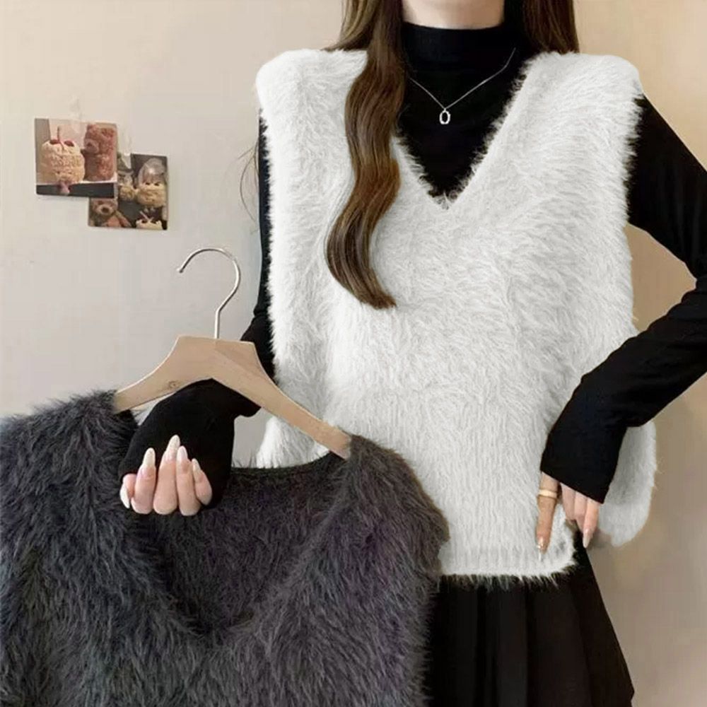 フォーマルカジュアル 参観日対応ふわふわ起毛ベスト重ね着