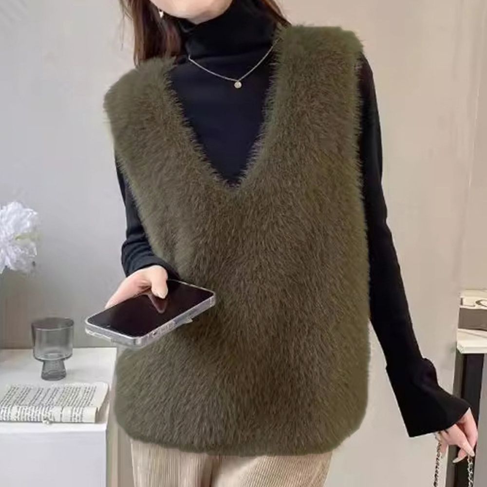 フォーマルカジュアル 参観日対応ふわふわ起毛ベスト重ね着