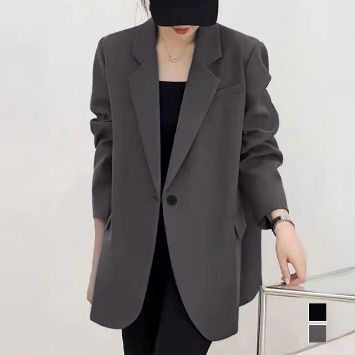 フォーマルカジュアル ゆったりテーラードジャケット 通勤レディース