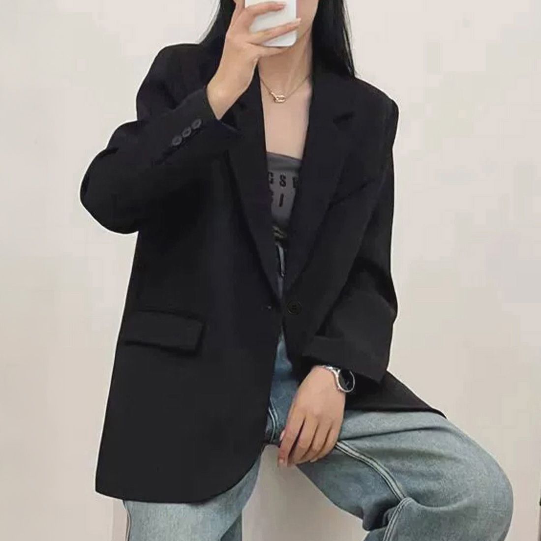 フォーマルカジュアル ゆったりテーラードジャケット 通勤レディース