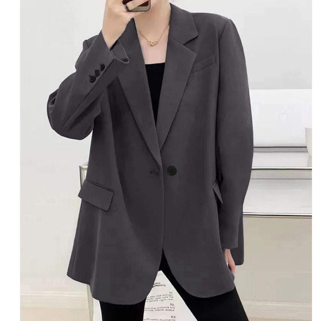 フォーマルカジュアル ゆったりテーラードジャケット 通勤レディース