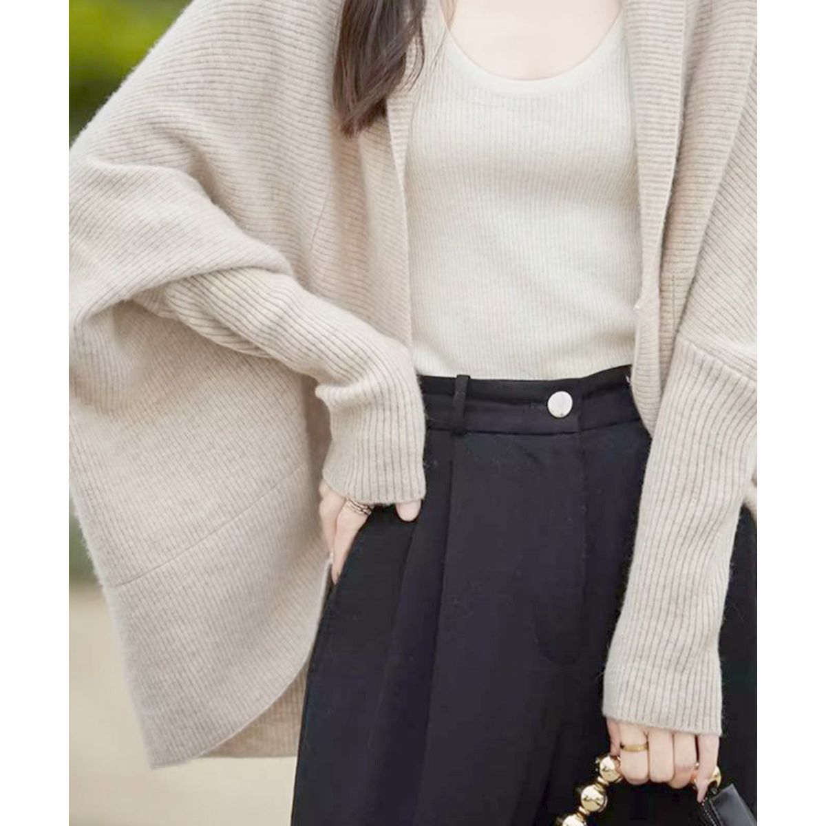フォーマルカジュアル 参観日対応 ドルマンニットカーディガン 秋冬