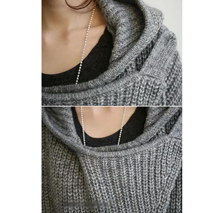 フォーマルカジュアル 通勤用秋冬ニットカーディガン フード付きロング丈ゆったりセーター