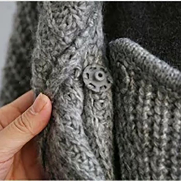 フォーマルカジュアル 通勤用秋冬ニットカーディガン フード付きロング丈ゆったりセーター