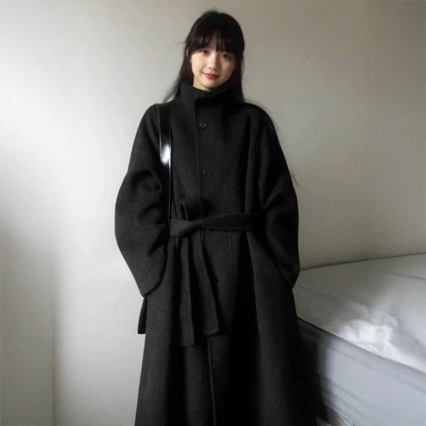 フォーマルカジュアル 通勤用ベルト付ロングコート秋冬新作レディース