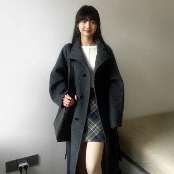 フォーマルカジュアル 通勤用ベルト付ロングコート秋冬新作レディース