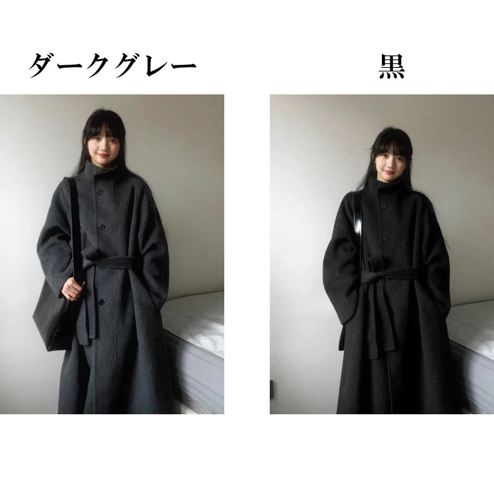 フォーマルカジュアル 通勤用ベルト付ロングコート秋冬新作レディース