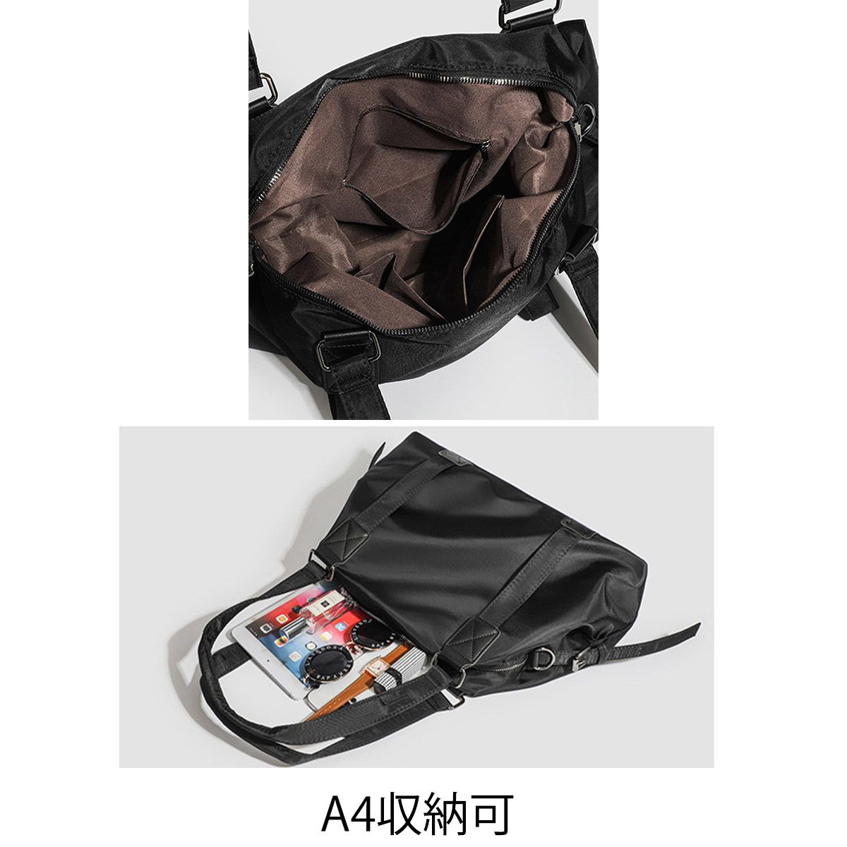 フォーマルカジュアル 参観日対応大容量二通り鞄軽量斜め掛けトート