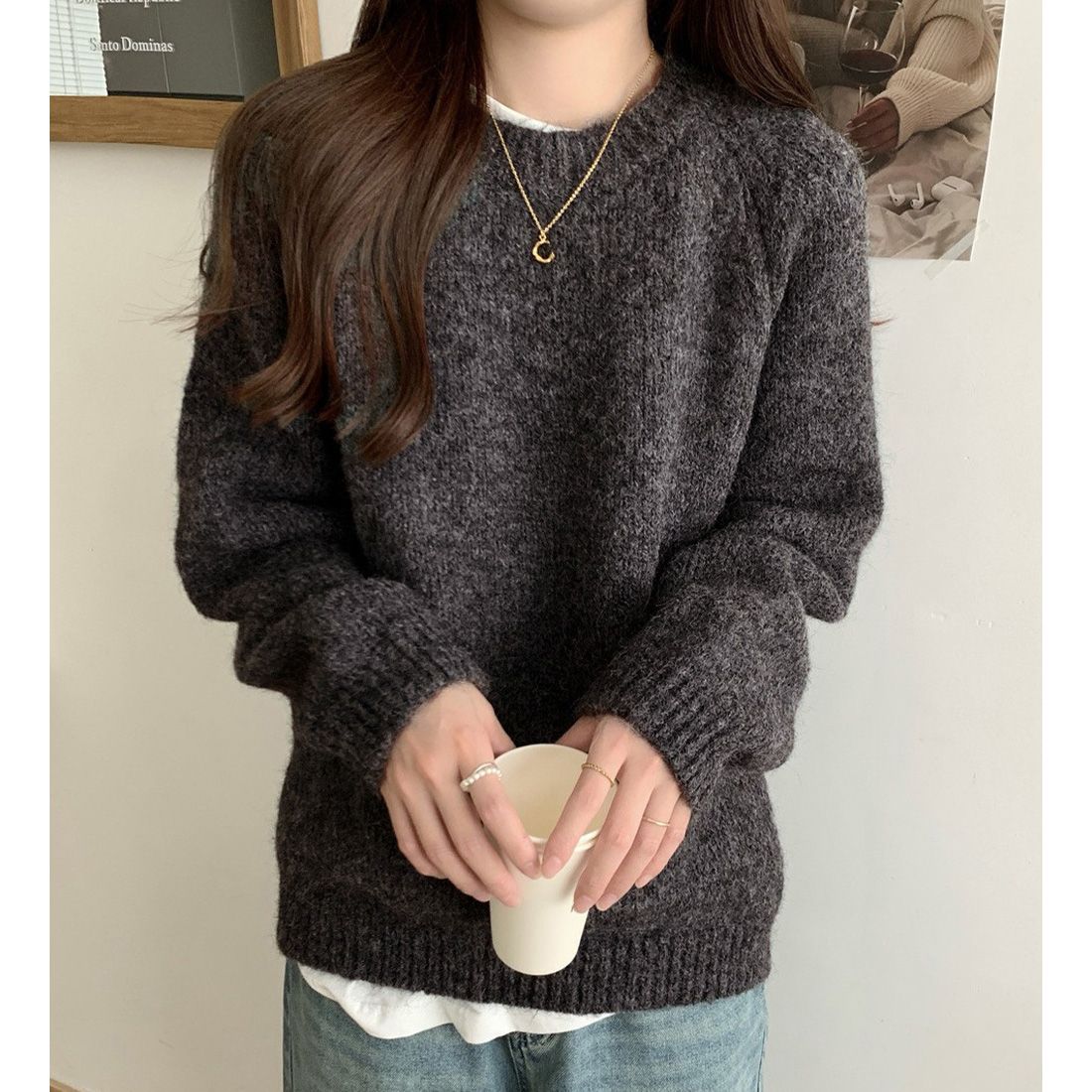 フォーマルカジュアル 参観日対応もちもちニットセーター上品クルーネック