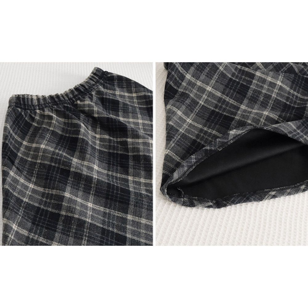 フォーマルカジュアル 通勤用チェック柄フレアスカート美脚ロング丈 春秋冬