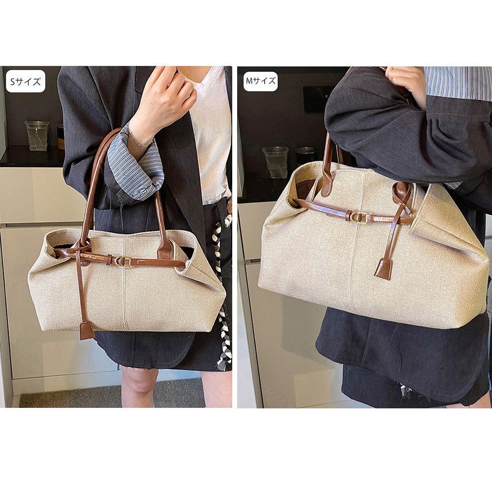 フォーマルカジュアル 参観日にも使える横長ベルトトートバッグ