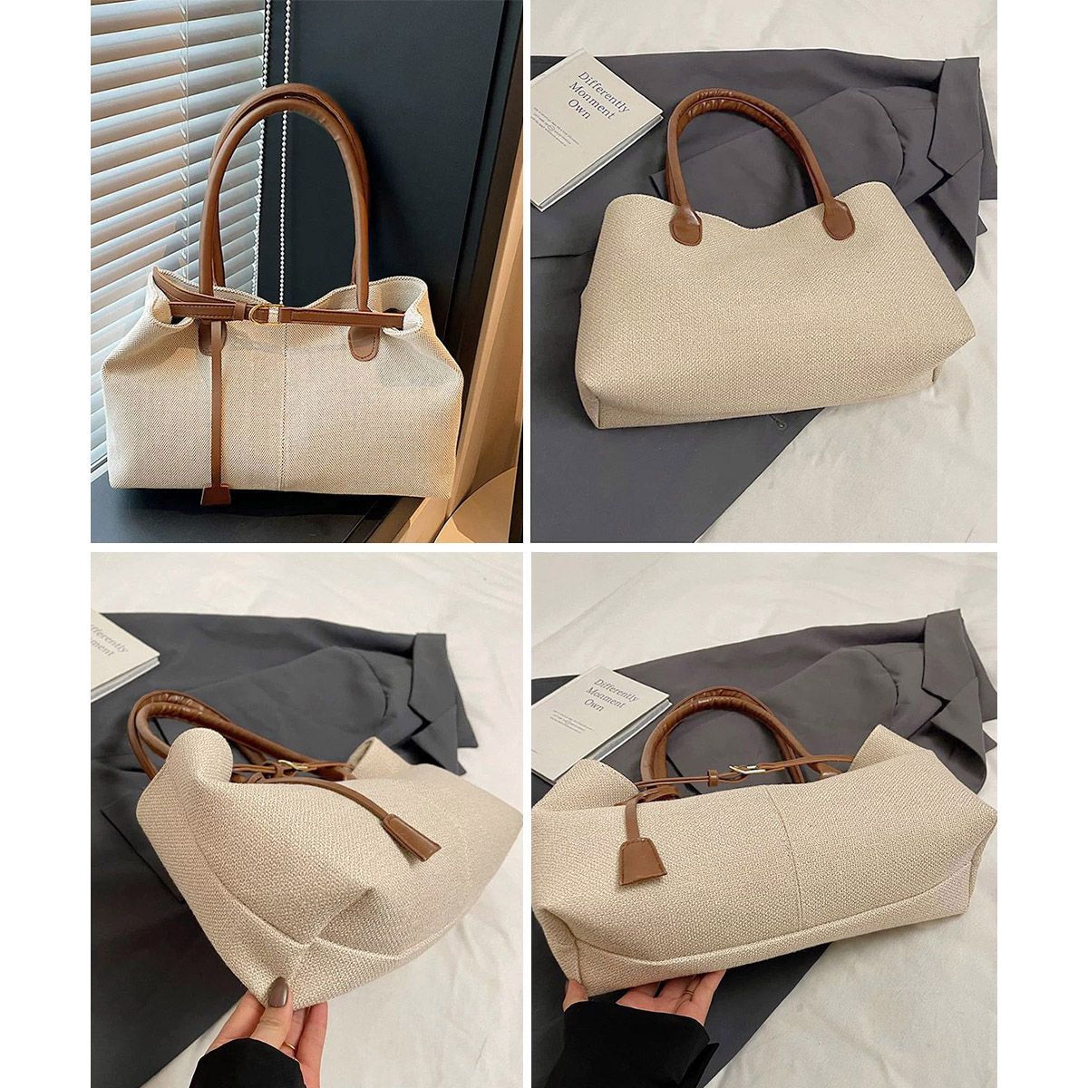 フォーマルカジュアル 参観日にも使える横長ベルトトートバッグ