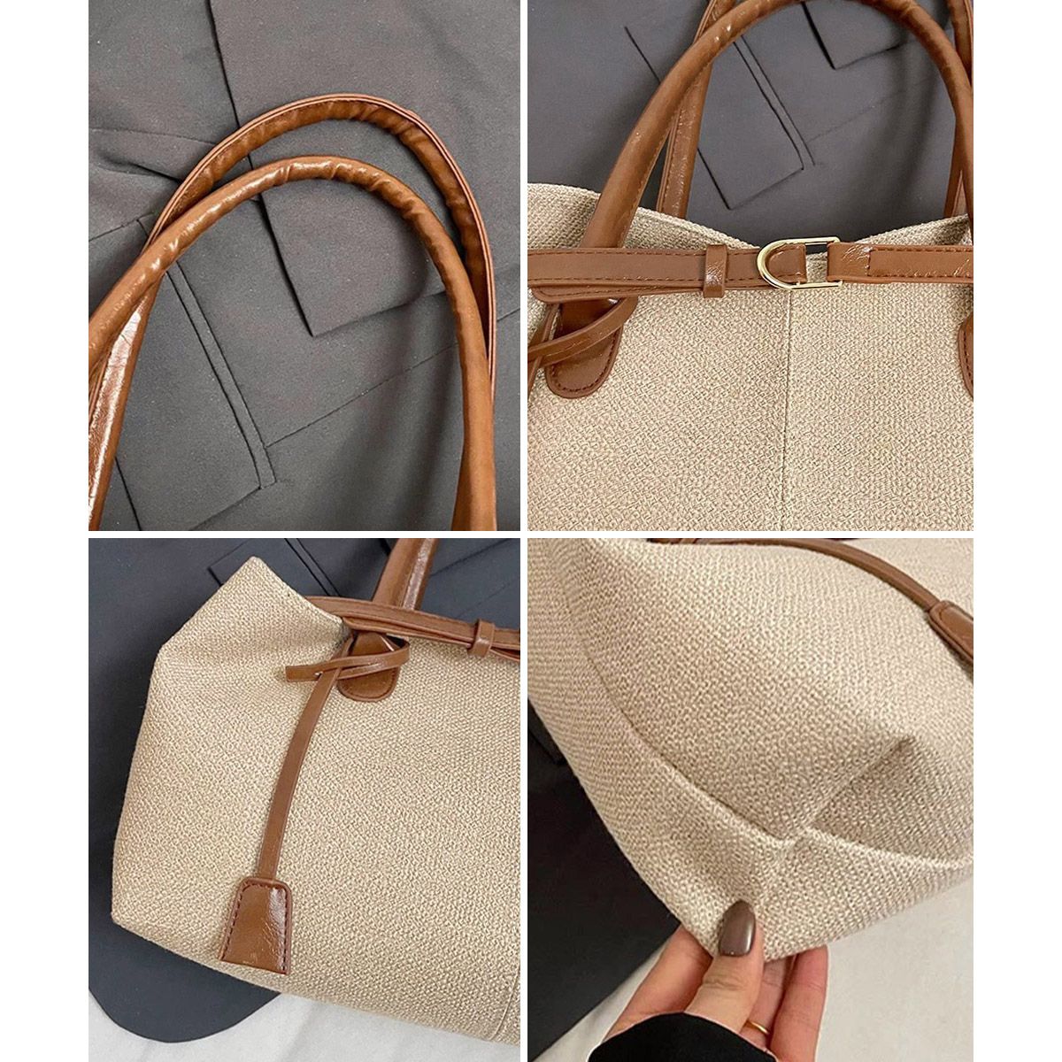 フォーマルカジュアル 参観日にも使える横長ベルトトートバッグ