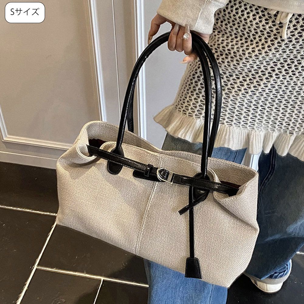 フォーマルカジュアル 参観日にも使える横長ベルトトートバッグ