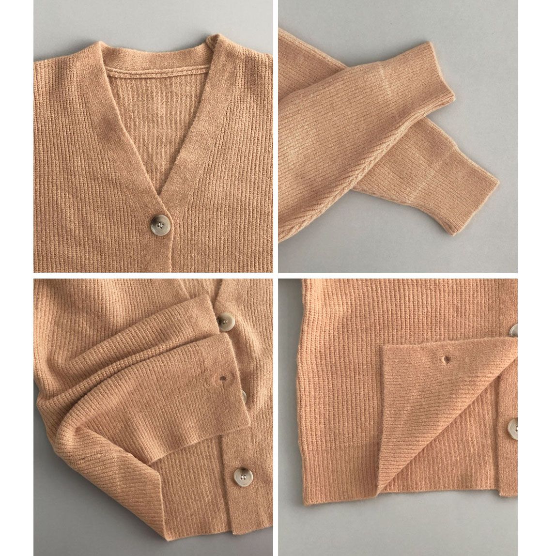 フォーマルカジュアル 参観日対応 Vネック長袖ニットカーディガン 秋冬