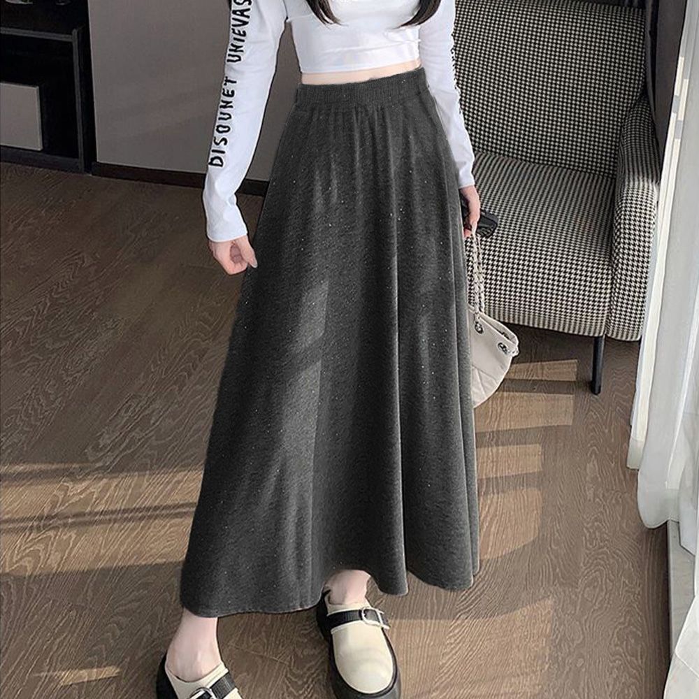 フォーマルカジュアル 参観日対応ラメ入りロングスカート上品煌めき