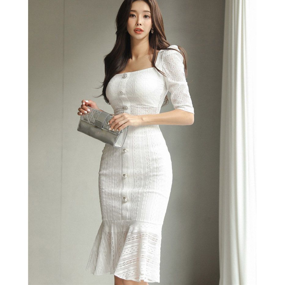 フォーマルカジュアル 入学式 ママ 白色レース ワンピース セレモニー 上品