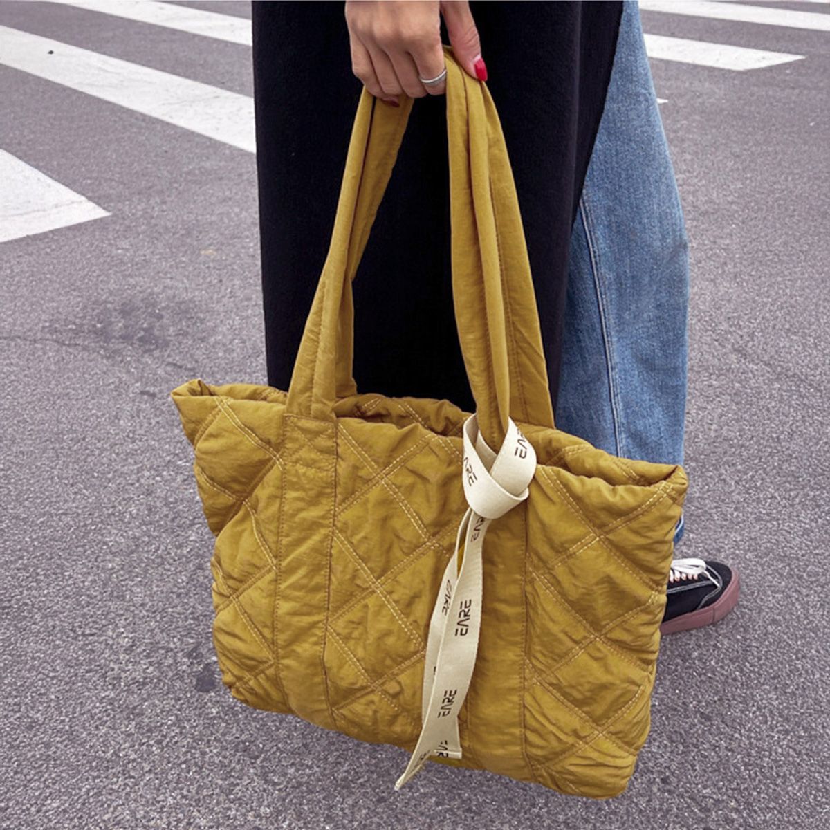 フォーマルカジュアル 参観日対応 キルティング大容量トートバッグ