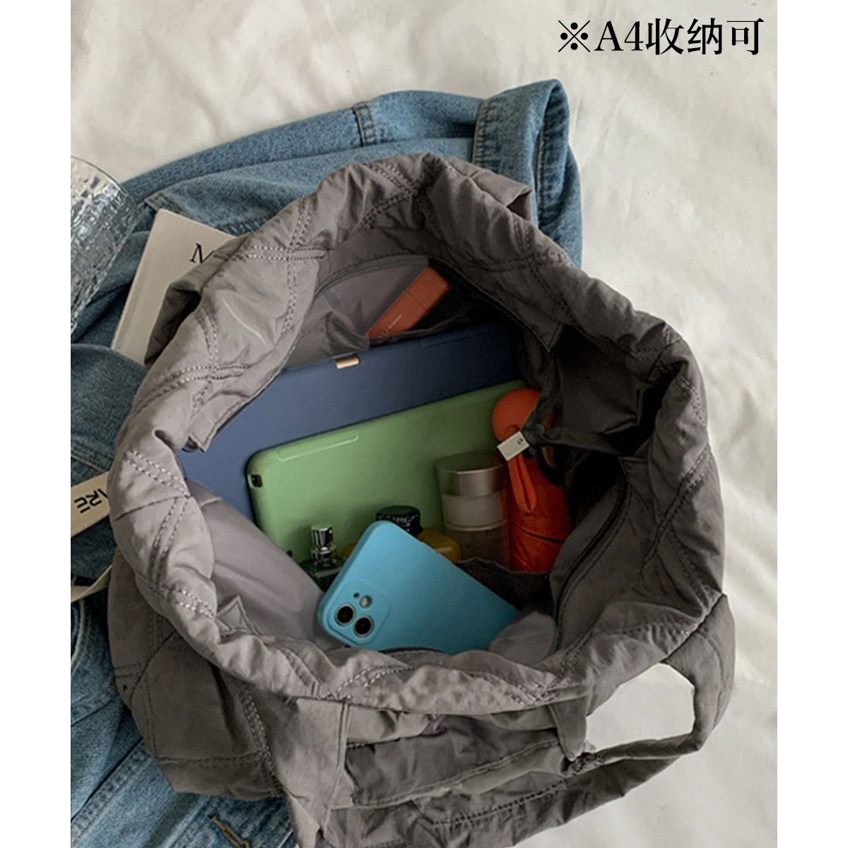 フォーマルカジュアル 参観日対応 キルティング大容量トートバッグ