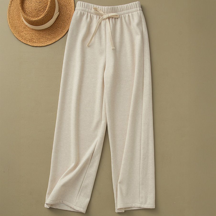 フォーマルカジュアル 参観日対応 裏起毛ワイドパンツ ウエストゴム レディース