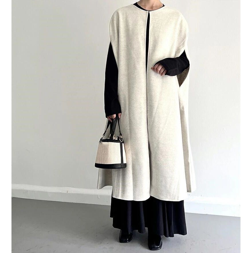 フォーマルカジュアル 参観日対応ロングベスト 羽織りコート 秋冬レディース