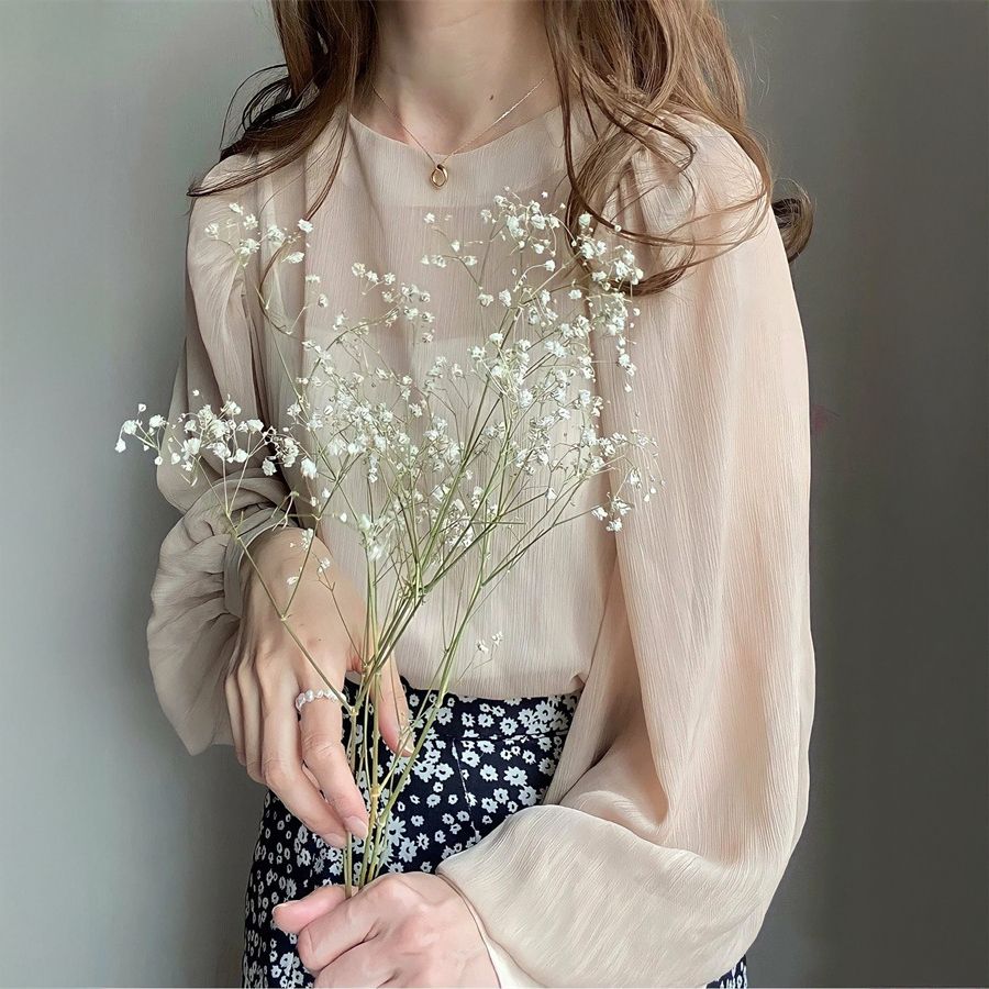 フォーマルカジュアル 謝恩会対応シアーブラウス ふんわり袖 透け感 上品レディース