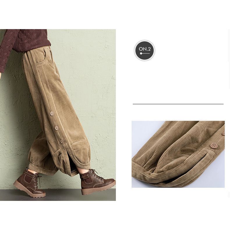 フォーマルカジュアル 参観日にも最適 裏起毛コーデュロイワイドパンツ ウエストゴム楽ちん