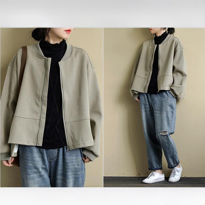 フォーマルカジュアル 参観日対応 軽量ノーカラー上着 長袖秋冬新作