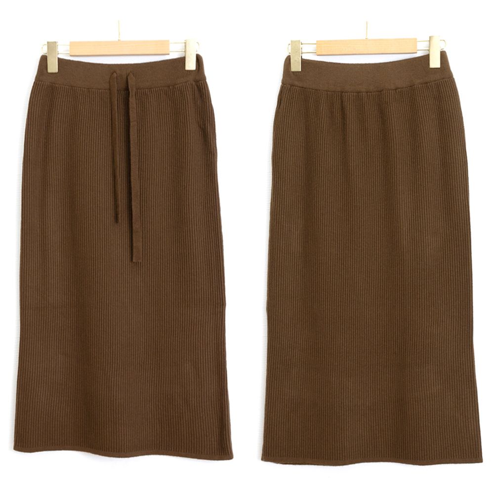 フォーマルカジュアル 通勤用リブニットロングスカート ミモレ丈 秋冬