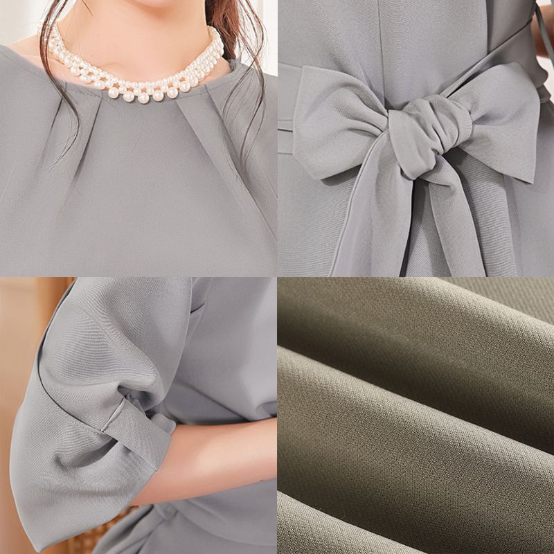 フォーマルカジュアル 卒業式ワンピース ウエストリボン付き上品フォーマル