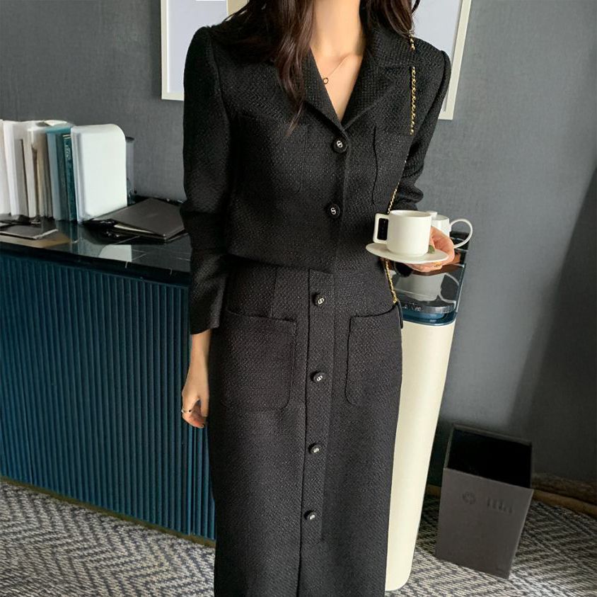 フォーマルカジュアル 卒業式対応 韓国風テーラードジャケット ハイウエストスカート セットアップ