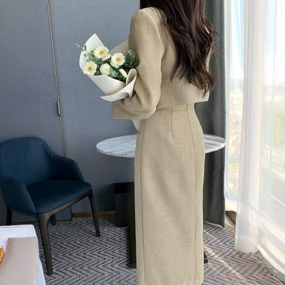 フォーマルカジュアル 卒業式対応 韓国風テーラードジャケット ハイウエストスカート セットアップ