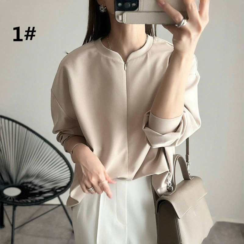 フォーマルカジュアル 参観日に最適 上品長袖ブラウス ゆったりシャツ レディース