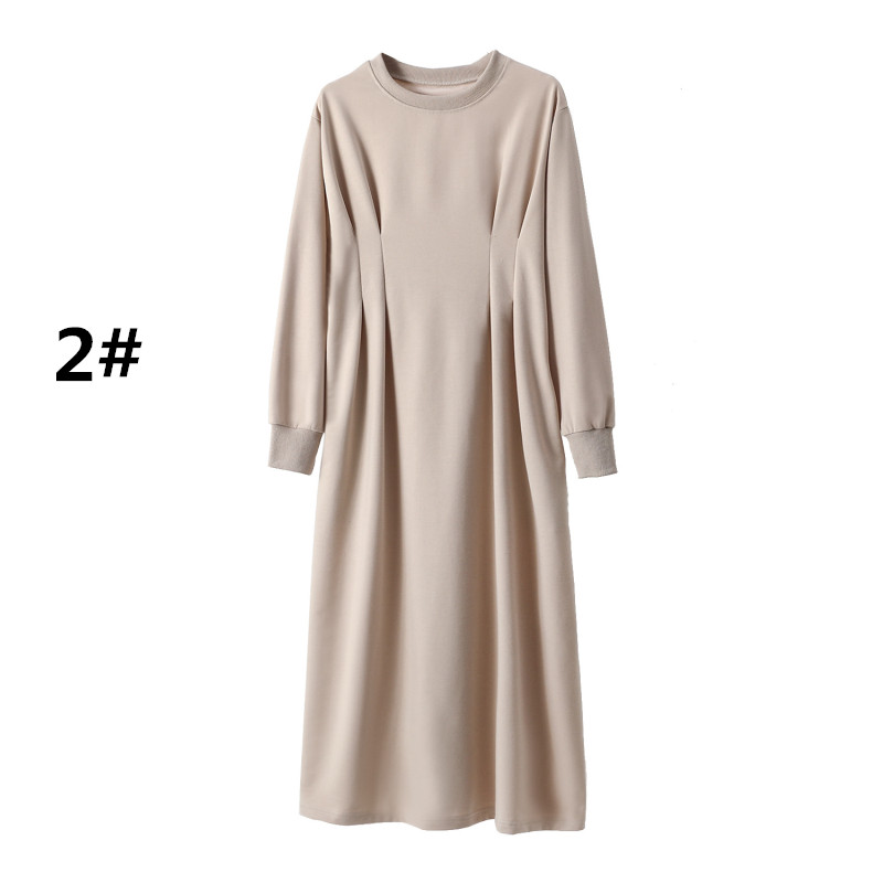 フォーマルカジュアル 参観日対応 長袖ロングワンピース 体型カバー 大きいサイズ