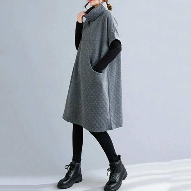 フォーマルカジュアル 通勤用キルティングワンピース ゆったり着痩せ効果 重ね着対応